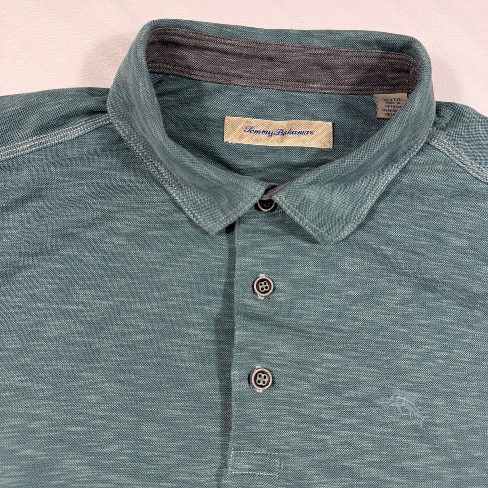 Tommy Bahama Men's‎ XL Polo Shirt Gray Collar Short Sleeve Tencel Blend Casual